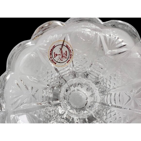 PAIR Candlestick Holders 24% Lead Crystal 3.5 x 2 in West Germany Christmas GIFT - Picture 4 of 6